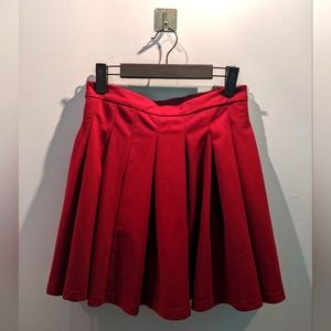 Shein red pleated skirt